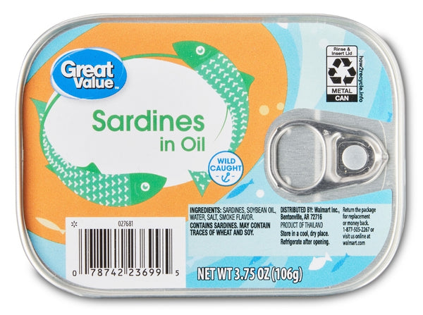 Sardinas en Aceite Great Value 106g